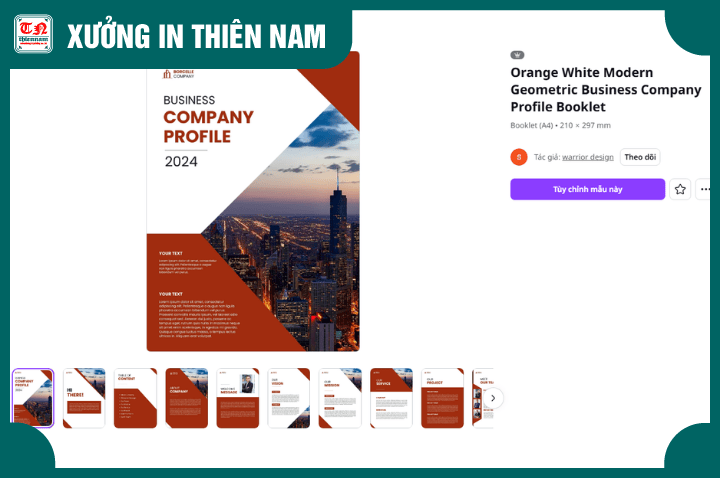 Mẫu 1 Canva Thiết kế hồ sơ năng lực doanh nghiệp